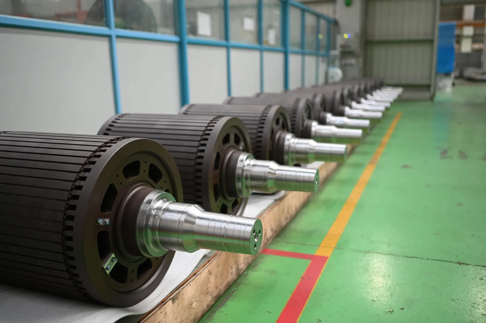 Rotores de motores de tracción en la planta de TD Power Systems